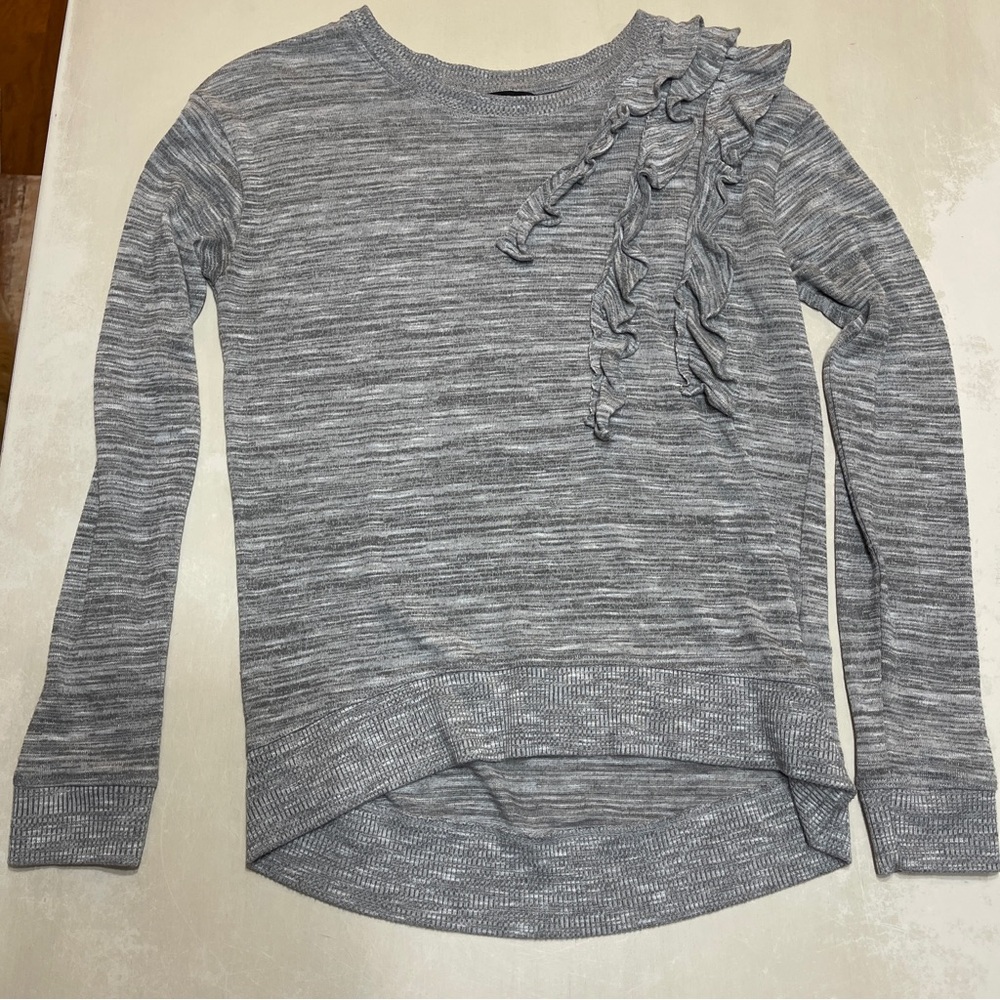 Banana Republic Gray Long Sleeve Top with Ruffle Detail